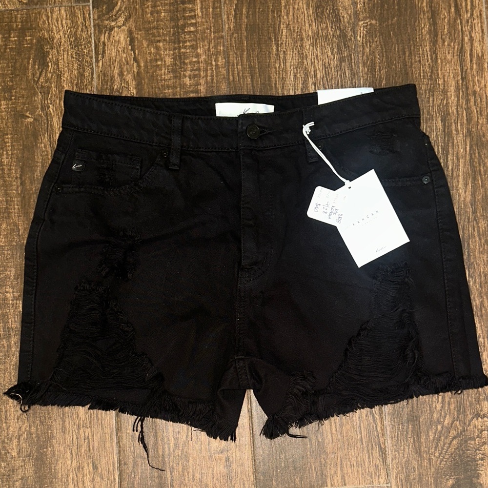 KanCan Black Frayed Jean Shorts